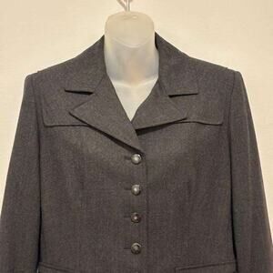 Vintage Talbots Collection Gray Wool Four Button Blazer Jacket Womens Size 8